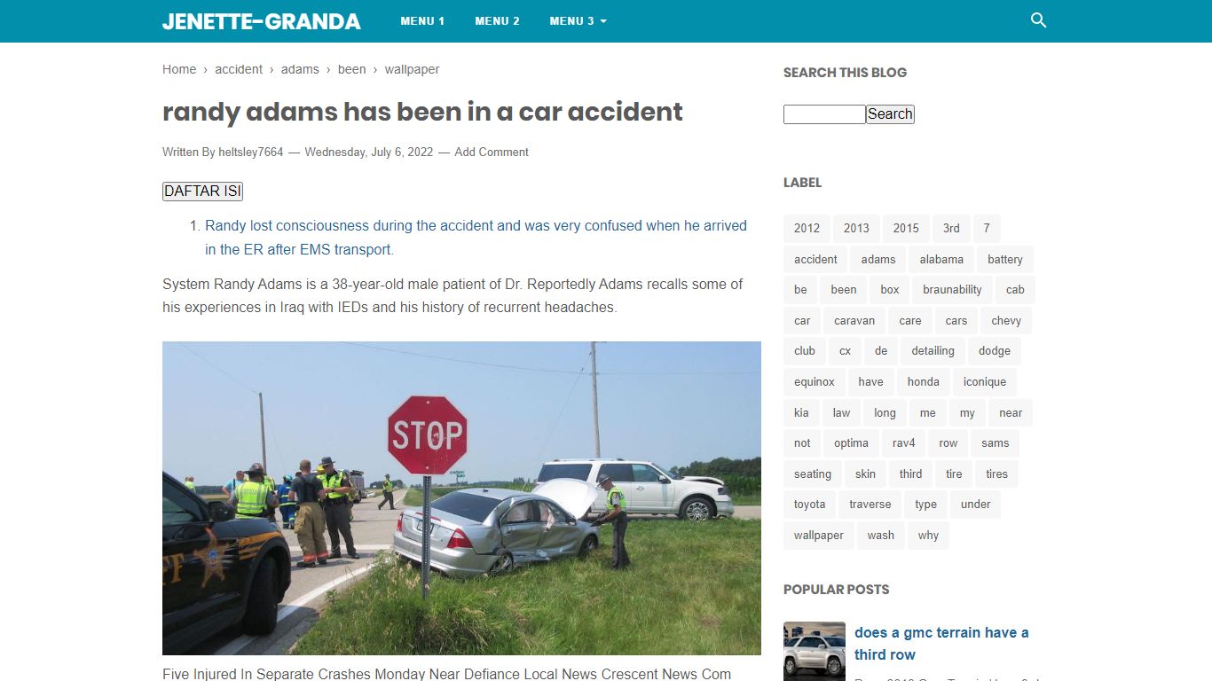 randy adams has been in a car accident - jenette-granda