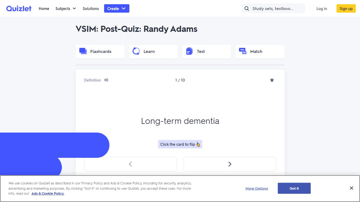 VSIM: Post-Quiz: Randy Adams Flashcards | Quizlet